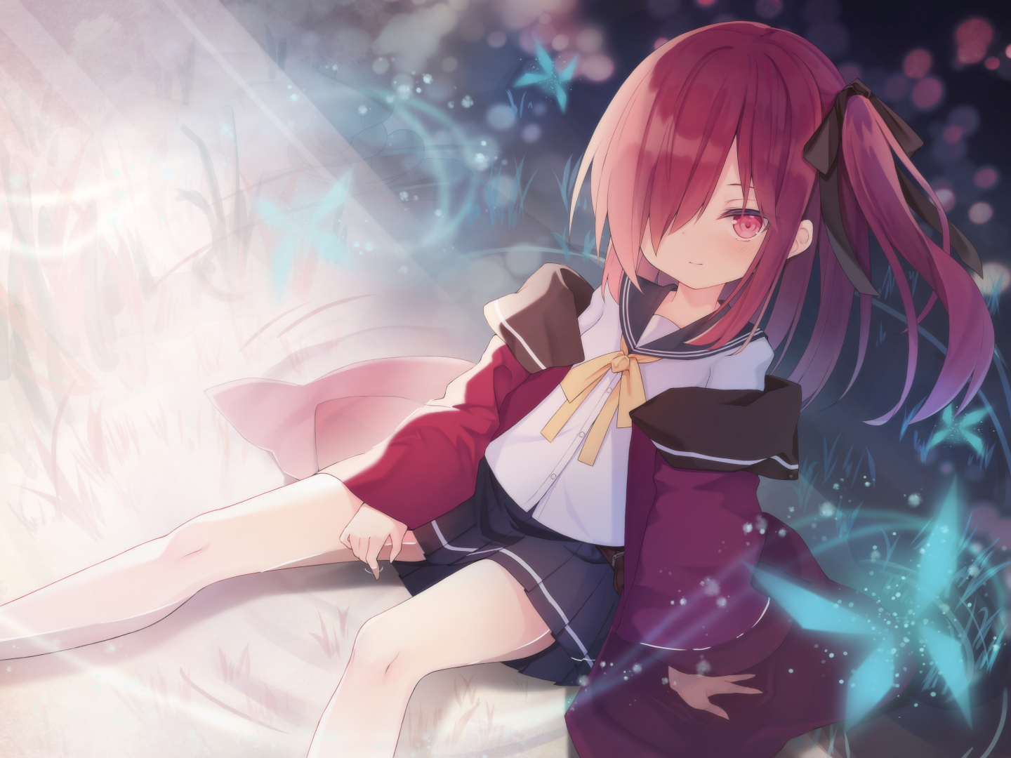 aliasing, loli, long_hair, nishina_kakeri, original, purple_eyes, purple_hair, school_uniform