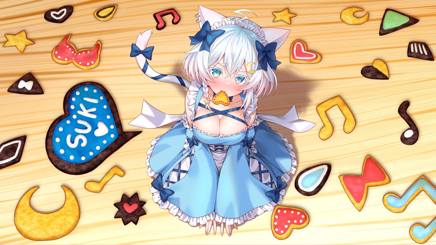 animal_ears, aqua_eyes, bettle_(b_s_a_n), blush, bow, braids, breasts, catgirl