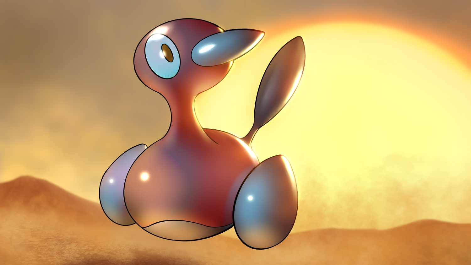 close, desert, higa-tsubasa, no_humans, pokemon, polychromatic, porygon2, sunset