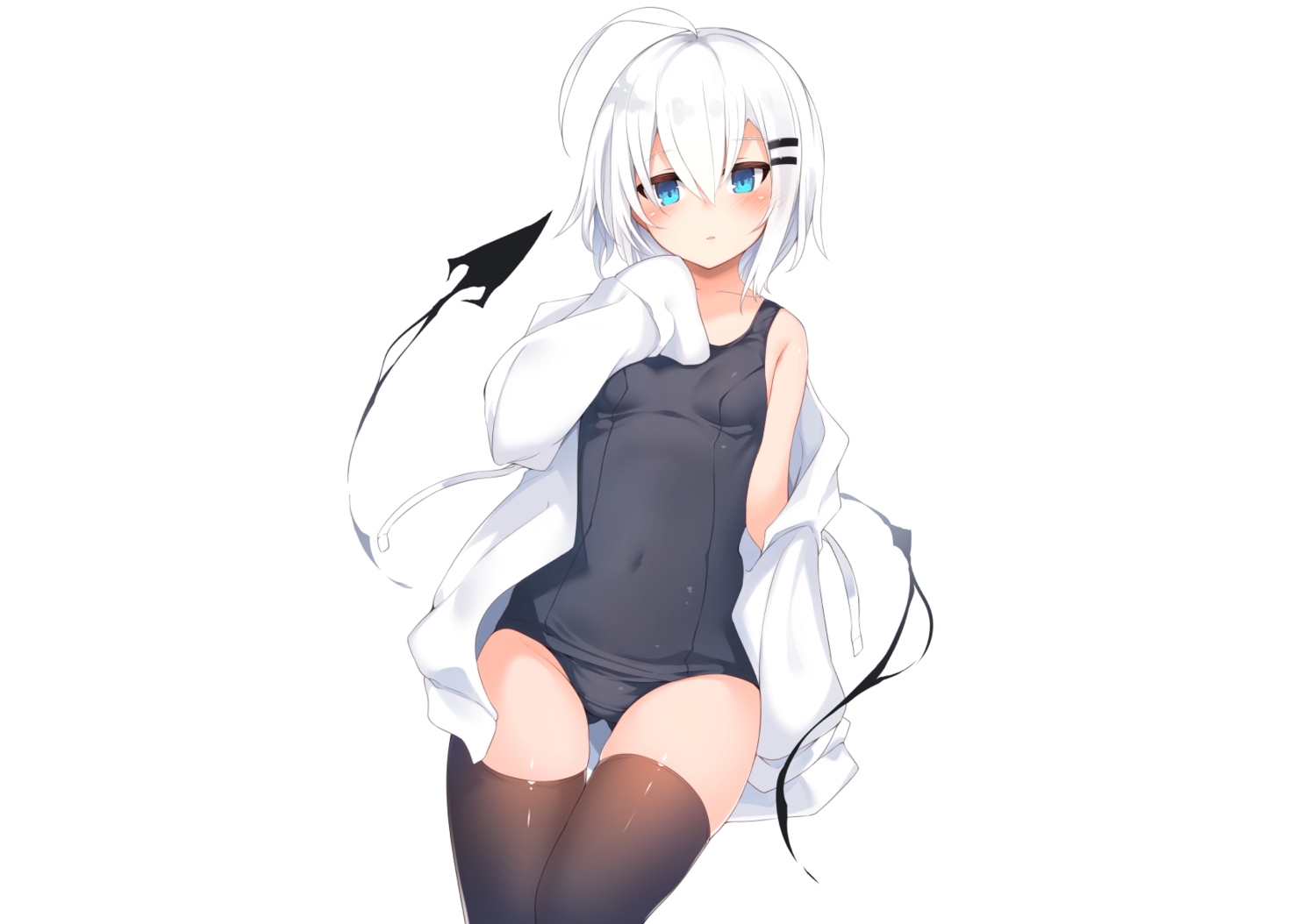 aliasing, aqua_eyes, blush, magic, original, otokuyou, ringo-chan_(otokuyou), school_swimsuit