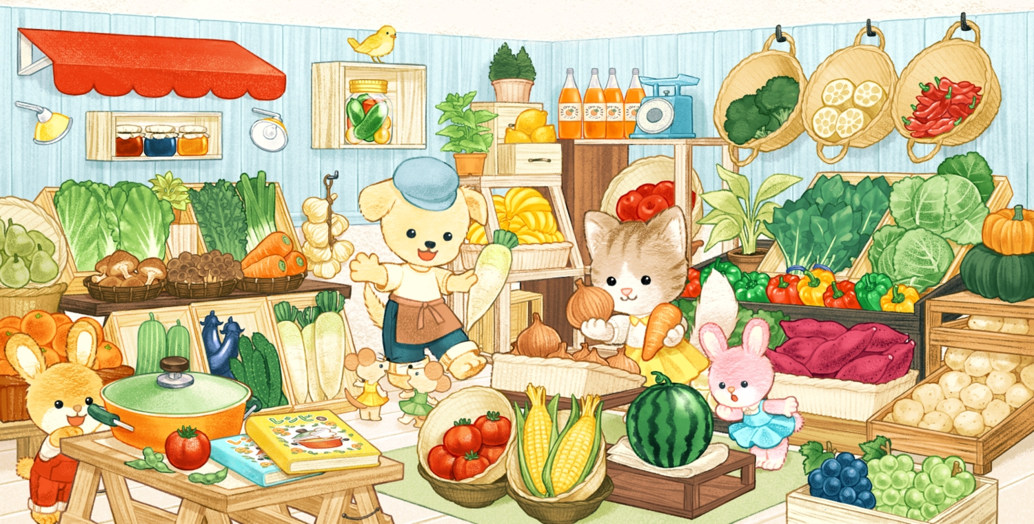 animal, apron, bird, cat, dog, dress, drink, food, fruit, hat, original, rabbit, skirt, somemachi, watermelon