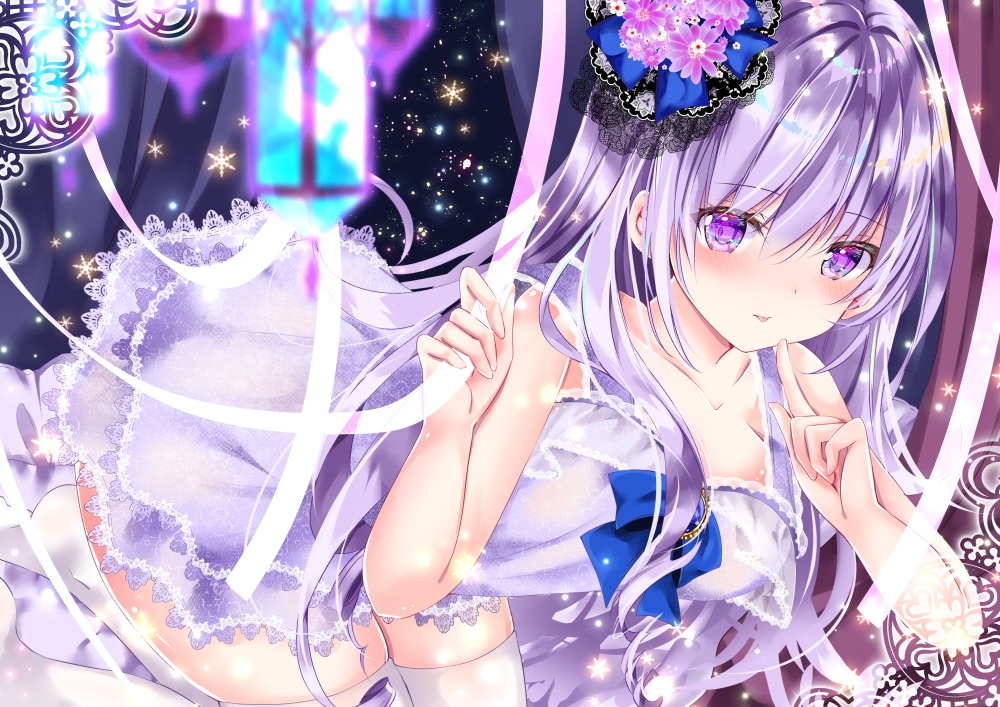 aliasing, blush, dress, long_hair, nanase_nao, original, purple_eyes, purple_hair