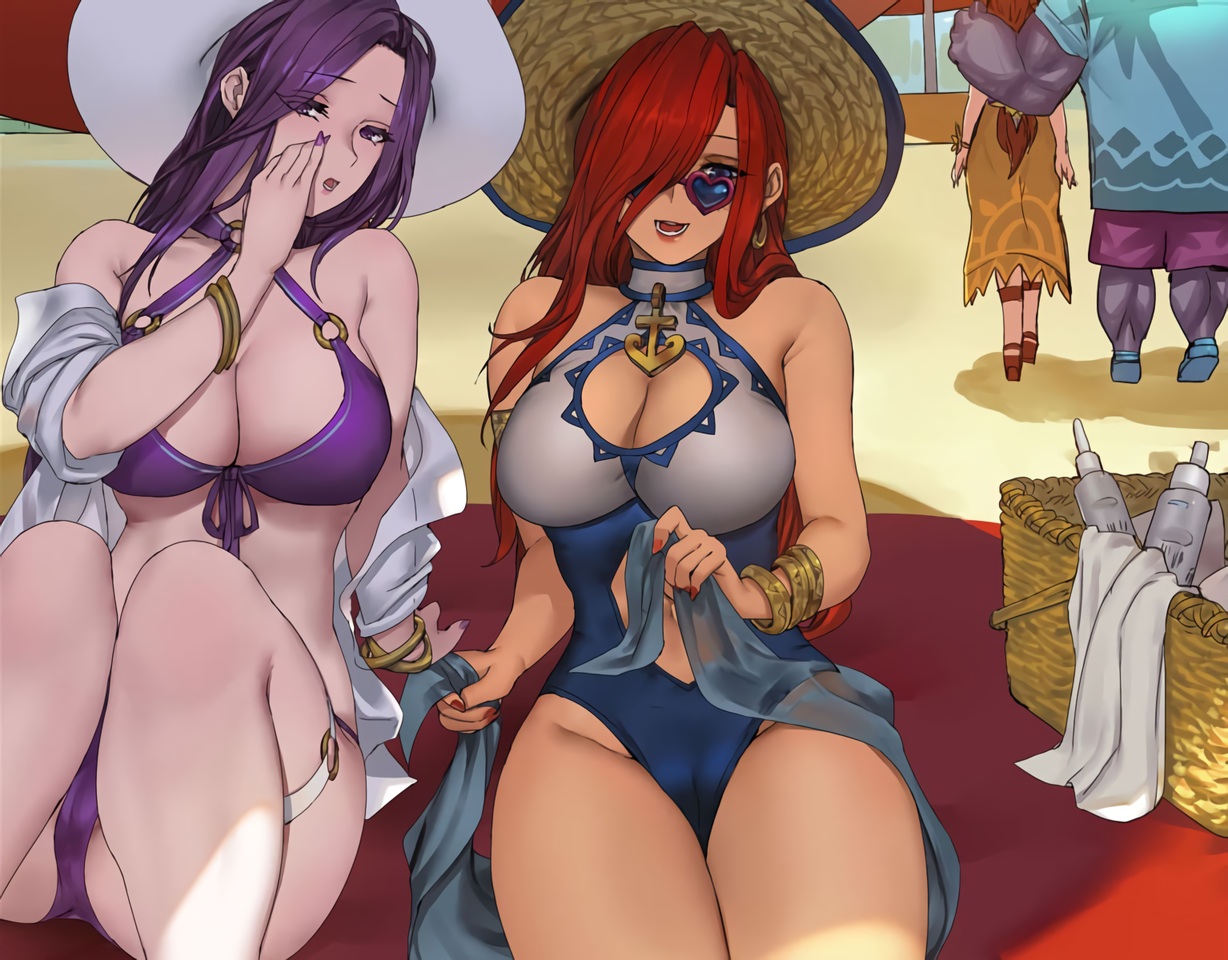 beach, bikini, blue_eyes, breasts, caitlyn, cameltoe, cleavage, cropped