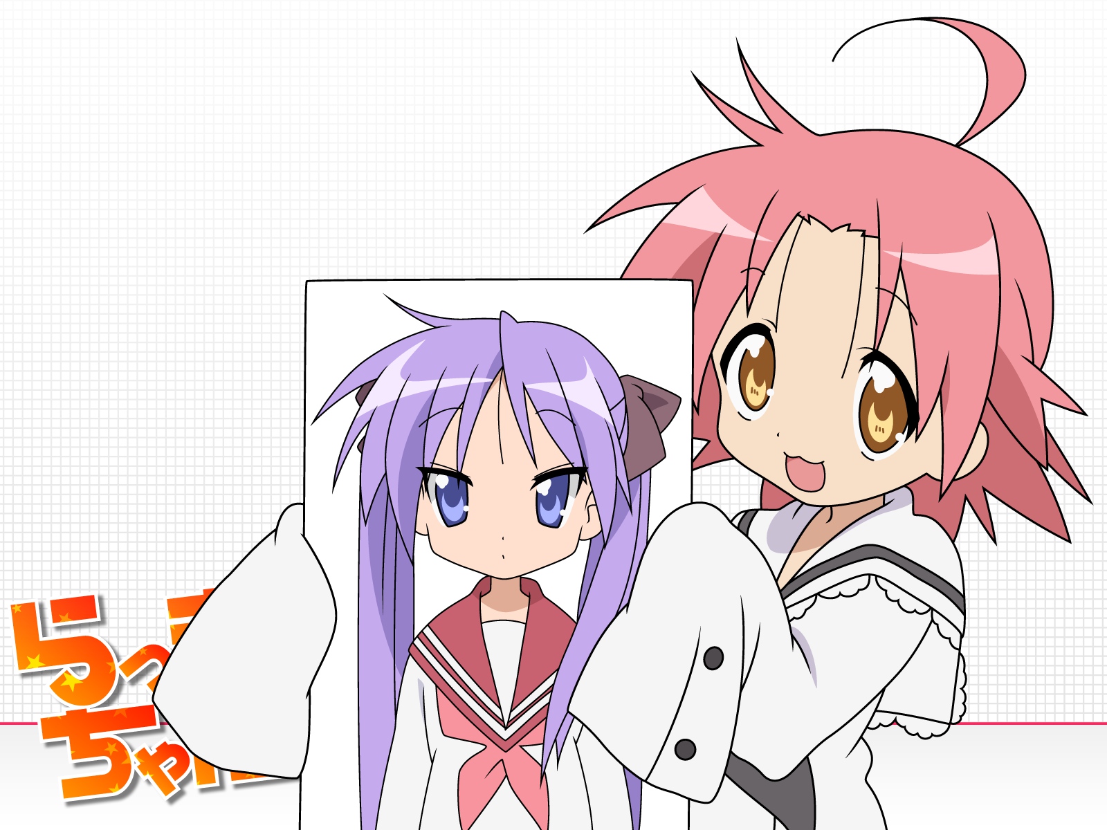 hiiragi_kagami, kogami_akira, lucky_channel, lucky_star, pink_hair, short_hair