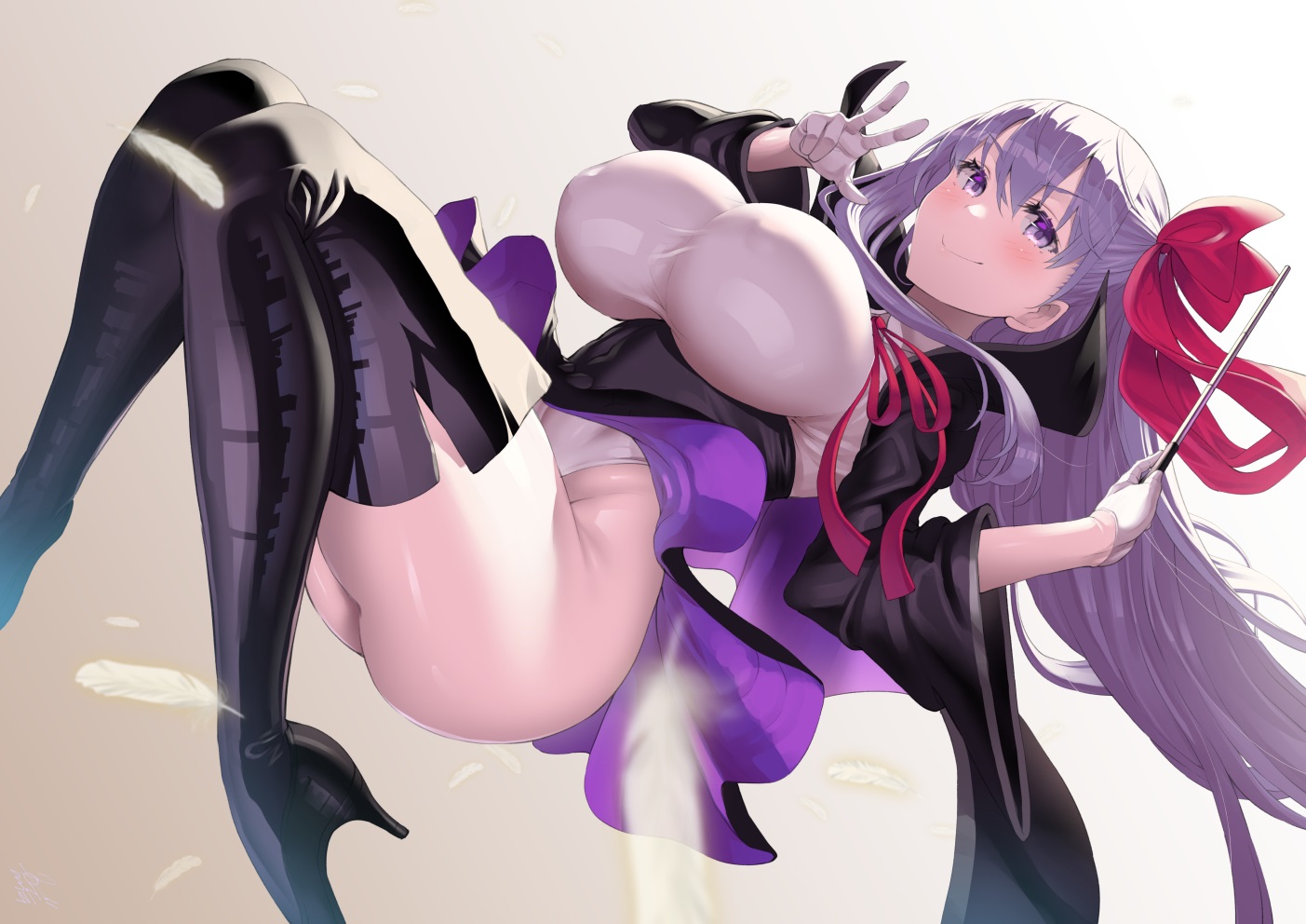 ass, bb_(fate), blush, boots, bow, breasts, erect_nipples, fate/extra_ccc