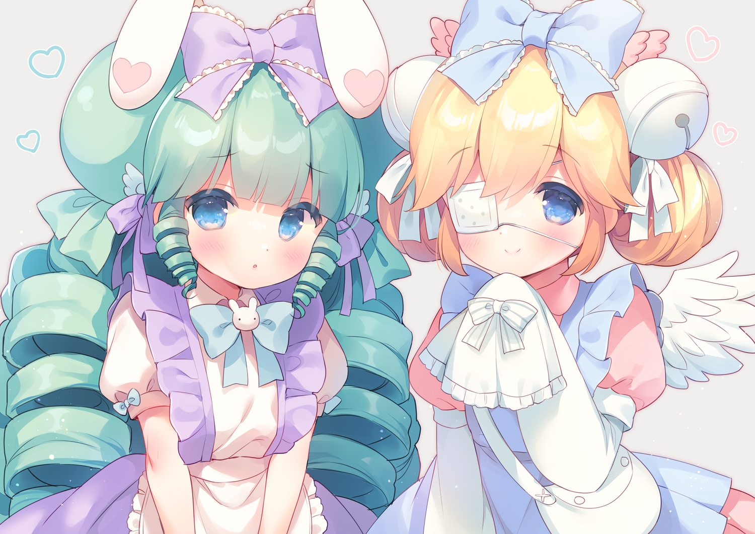 2girls, cutesu_(cutesuu), eyepatch, lolita_fashion, long_hair, miruku_(cutesuu), original, usashiro_mani