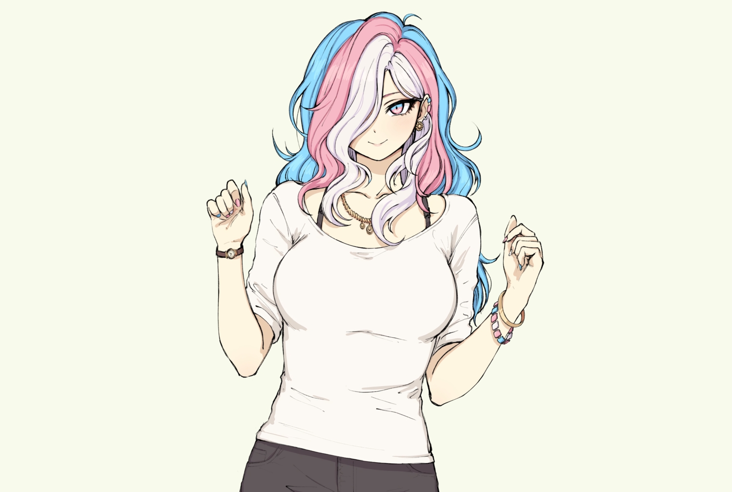 aqua_eyes, eleonore_(pas_(paxiti)), necklace, original, pas_(paxiti), polychromatic, short_hair, sketch, wristwear