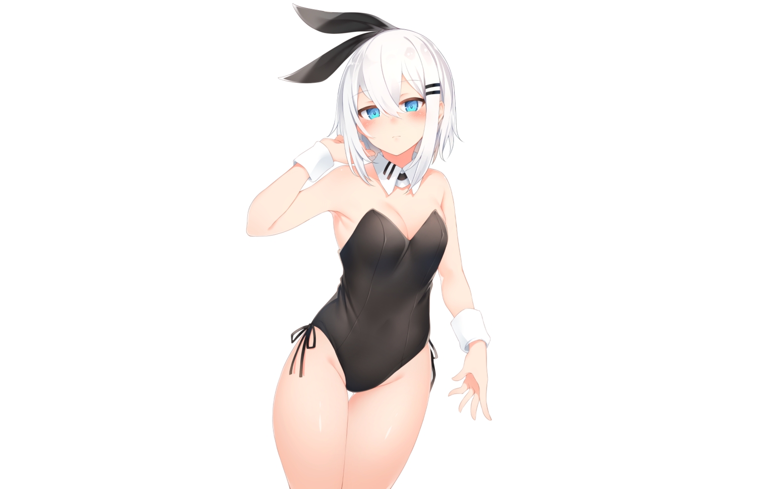 aliasing, animal_ears, breasts, bunny_ears, bunnygirl, cleavage, headband, leotard