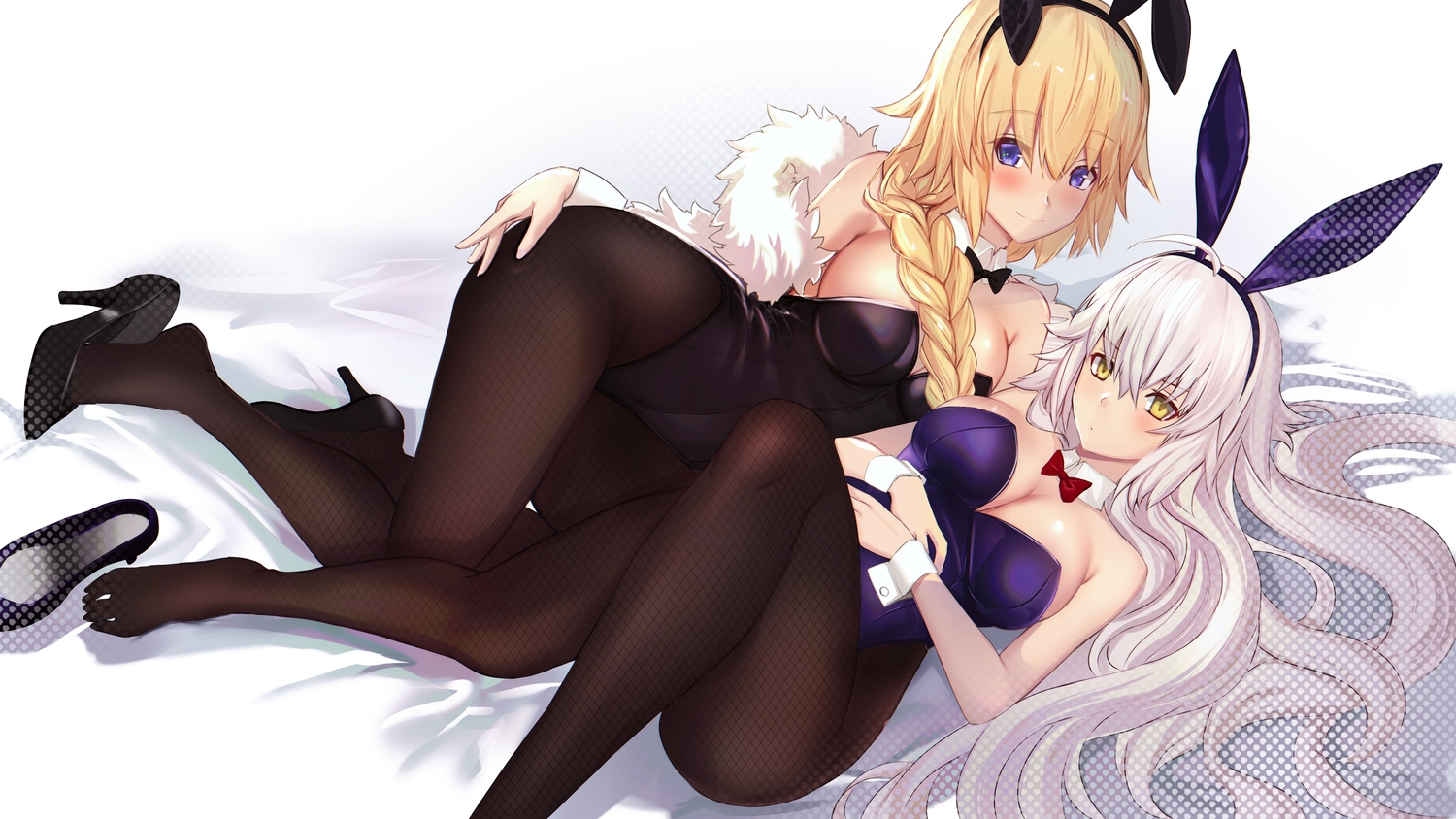 2girls, animal_ears, blonde_hair, braids, bunny_ears, bunnygirl, fate/grand_order, fate_(series)