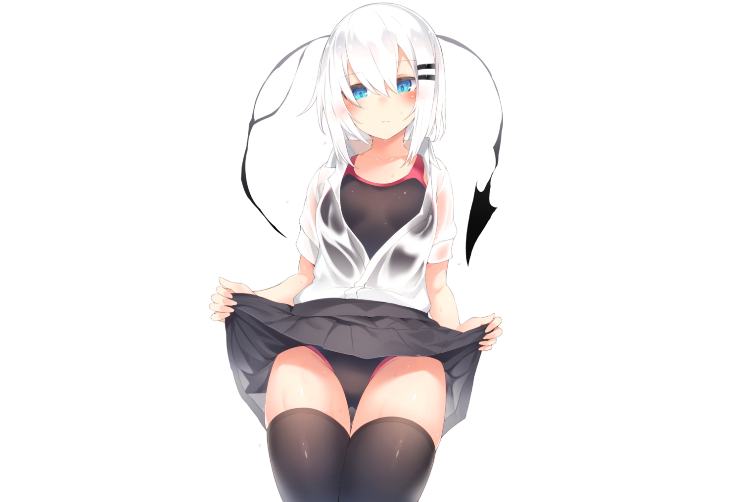 aliasing, aqua_eyes, blush, original, otokuyou, ringo-chan_(otokuyou), school_swimsuit, school_uniform