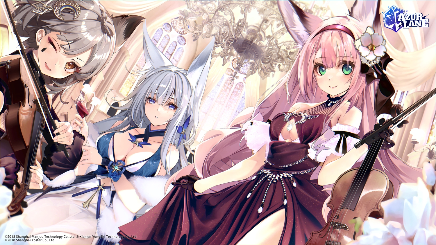 animal_ears, anthropomorphism, azur_lane, blue_eyes, breast_hold, breasts, brown_eyes, cleavage