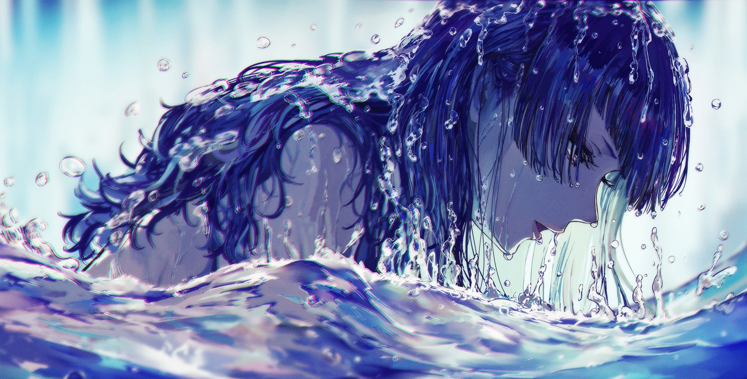 aliasing, idolmaster, idolmaster_shiny_colors, long_hair, minyom, polychromatic, purple_eyes, purple_hair