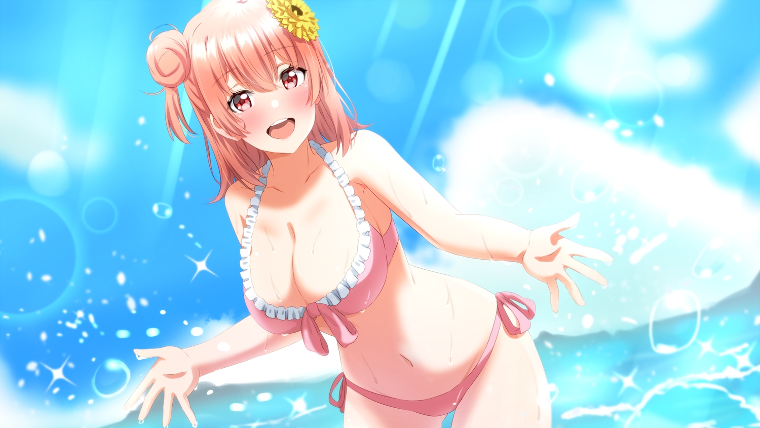 bikini, breasts, cleavage, lieass, swimsuit, water, yahari_ore_no_seishun_love_come_wa_machigatteiru., yuigahama_yui