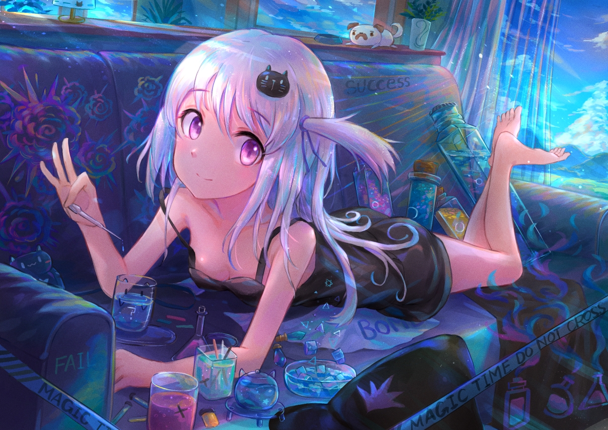 clouds, couch, dress, kutsunohito, original, sky