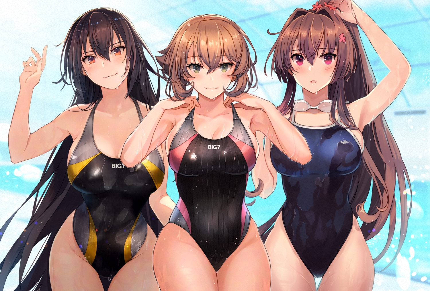 anthropomorphism, brown_hair, goggles, kantai_collection, kasumi_(skchkko), long_hair, mutsu_(kancolle), nagato_(kancolle)