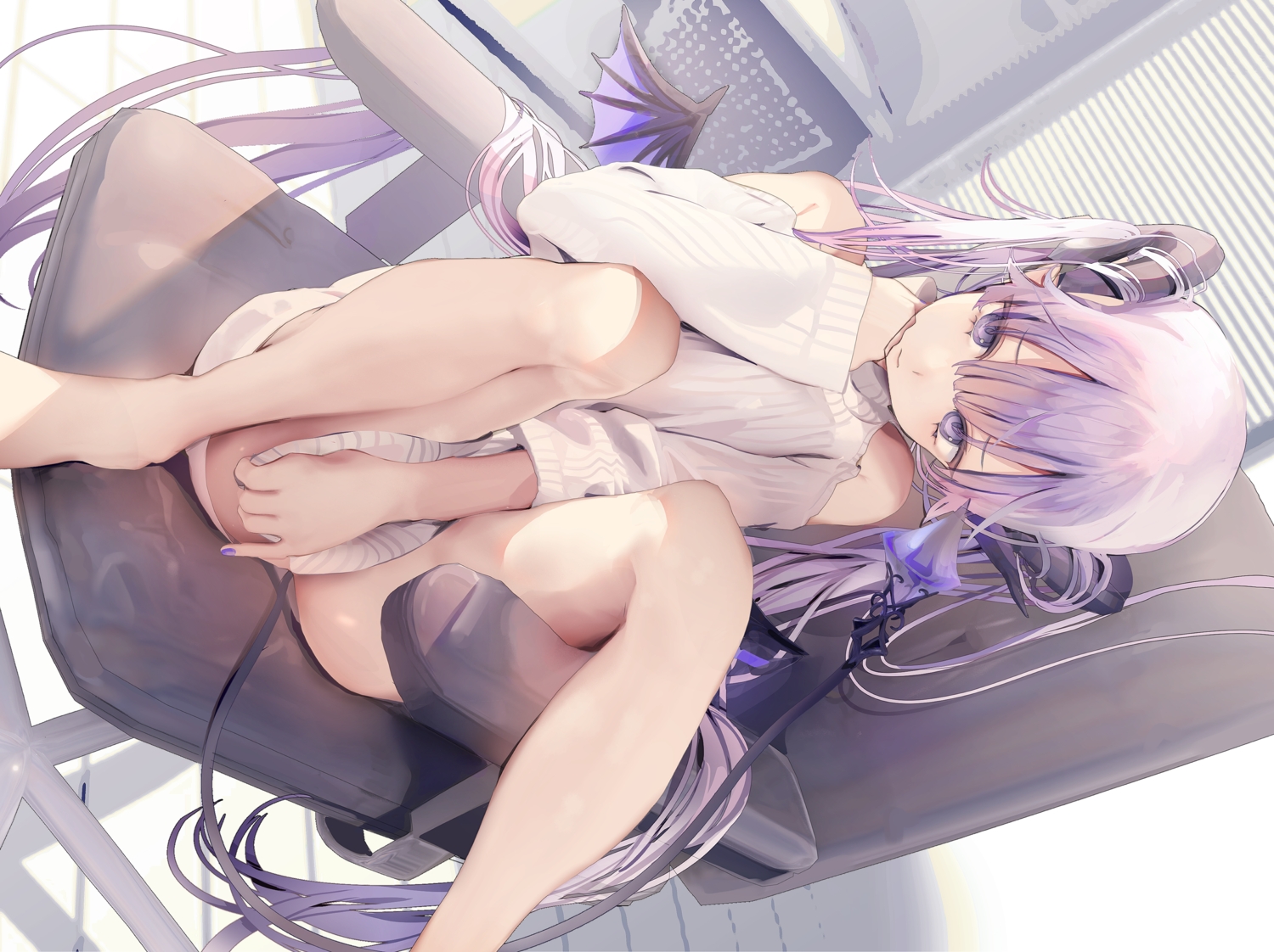 cropped, demon, horns, long_hair, opopowa, original, pointed_ears, polychromatic