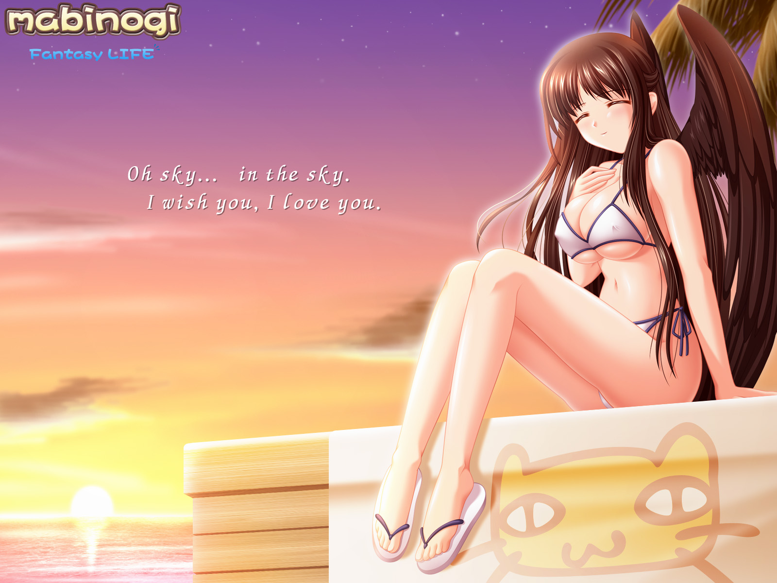 bikini, mabinogi, morrighan, swimsuit, wings