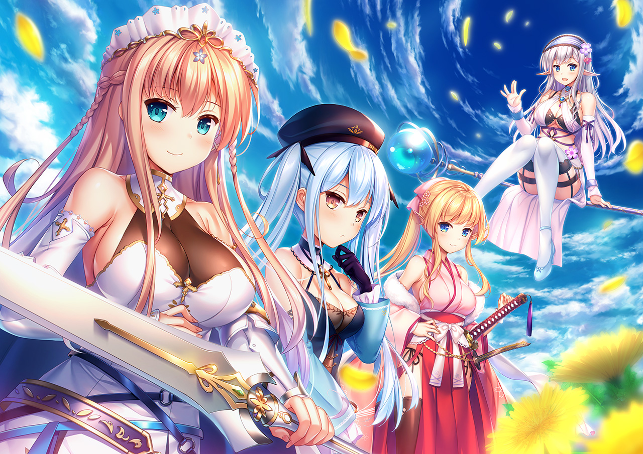 angelique_gilbert, claudis_de_atrustia, colette_(yuukyuu_no_campanella), juliet_gilbert, ko~cha, windmill_oasis, yuukyuu_no_campanella