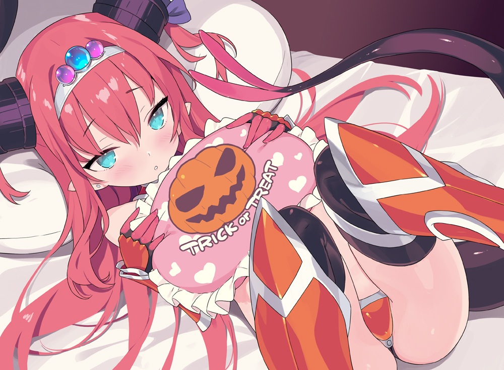 aqua_eyes, armor, bed, bikini, blade_(galaxist), blush, elbow_gloves, elizabeth_bathory_(fate)