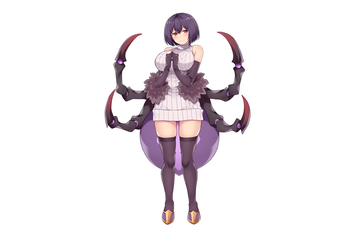 aliasing, amane_hasuhito, blush, dress, elbow_gloves, gloves, original, purple_hair