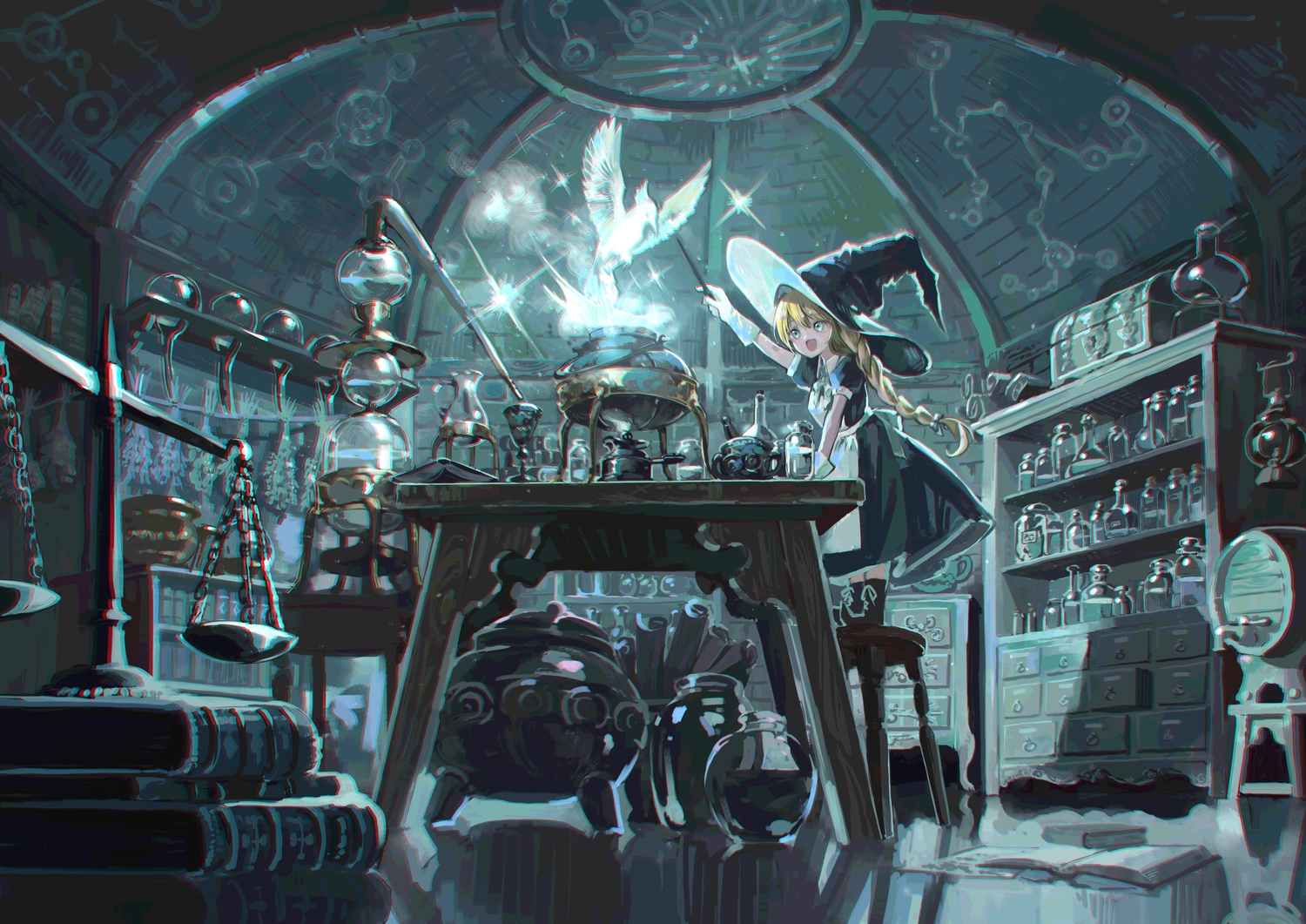 book, hat, magic, marutani, original, wand, witch, witch_hat