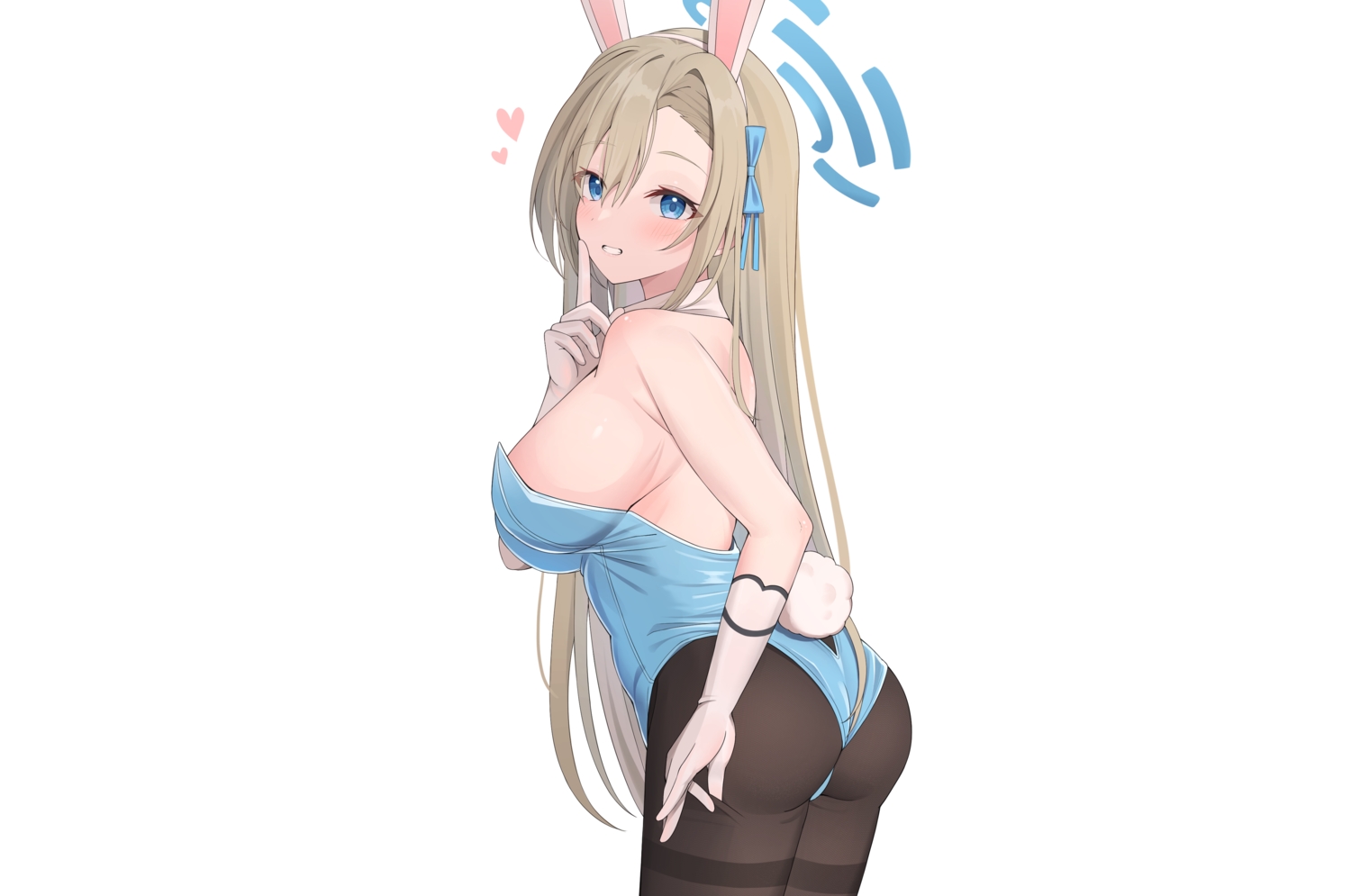 aliasing, animal_ears, ass, blue_archive, blue_eyes, blush, bow, breasts