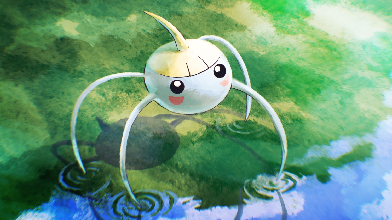 close, green, higa-tsubasa, no_humans, pokemon, polychromatic, reflection, surskit