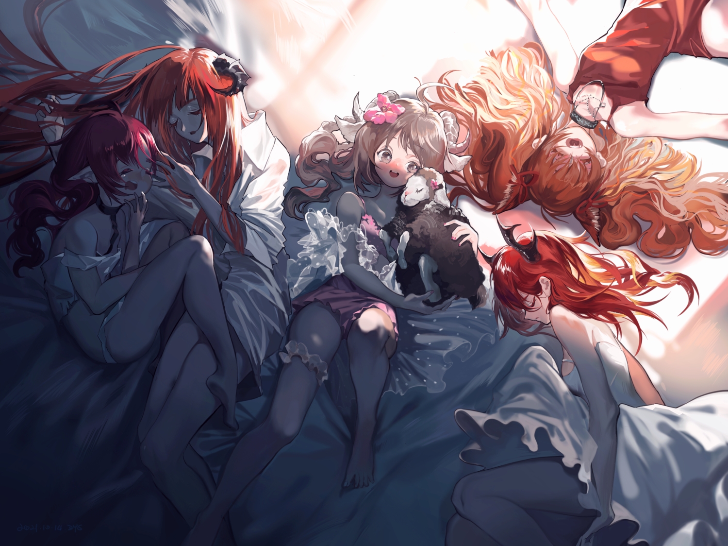 angelina_(arknights), animal, animal_ears, arknights, bagpipe_(arknights), brown_hair, eyjafjalla_(arknights), foxgirl