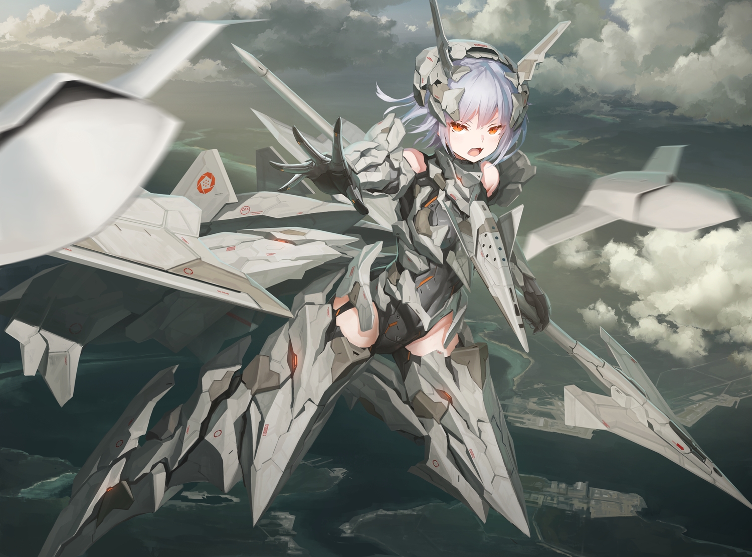 ace_combat, ace_combat_7, anthropomorphism, clouds, mechagirl, tom-neko_(zamudo_akiyuki)