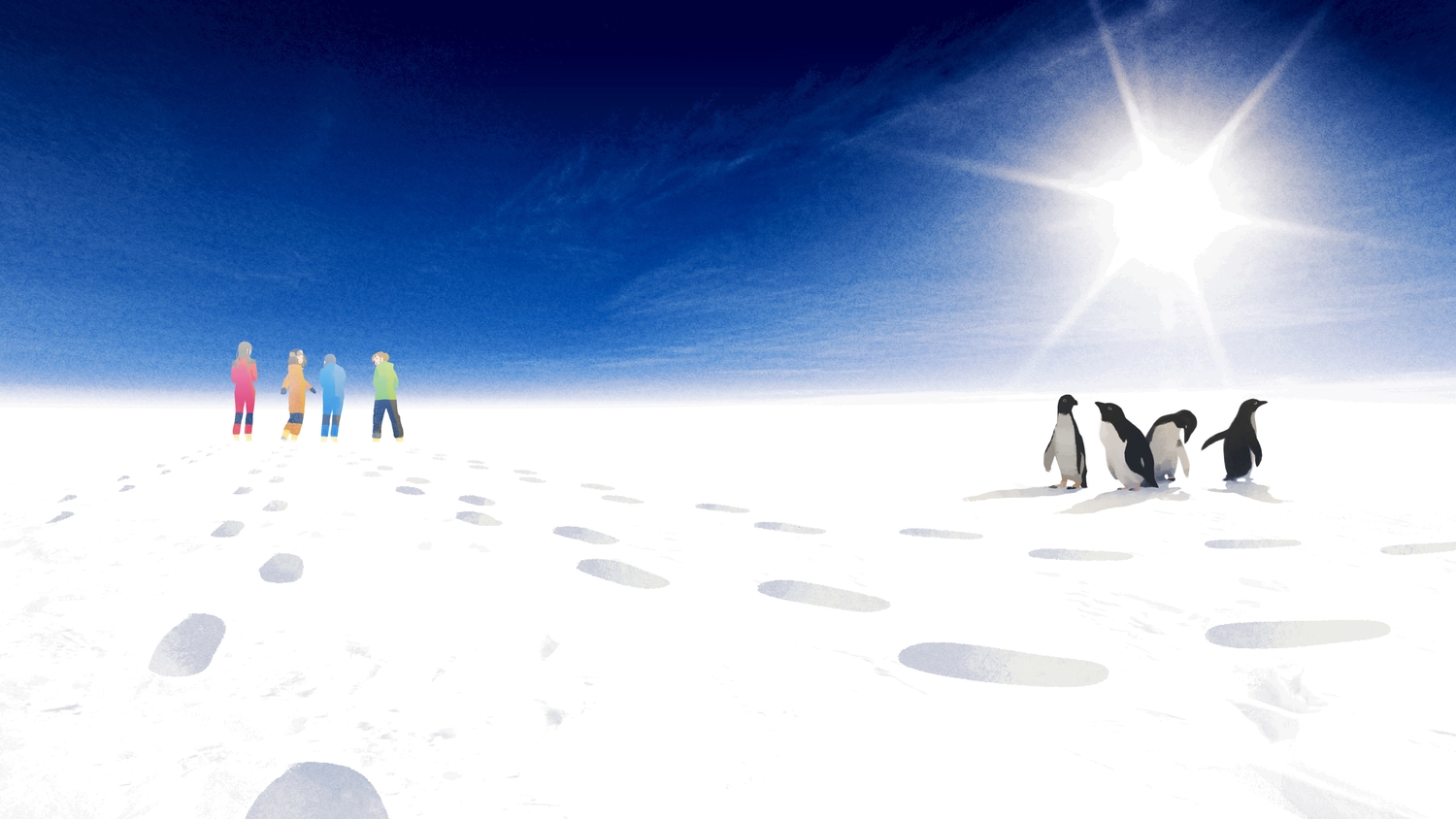 animal, bird, group, kobuchizawa_shirase, miyake_hinata, oomiya_io, penguin, polychromatic