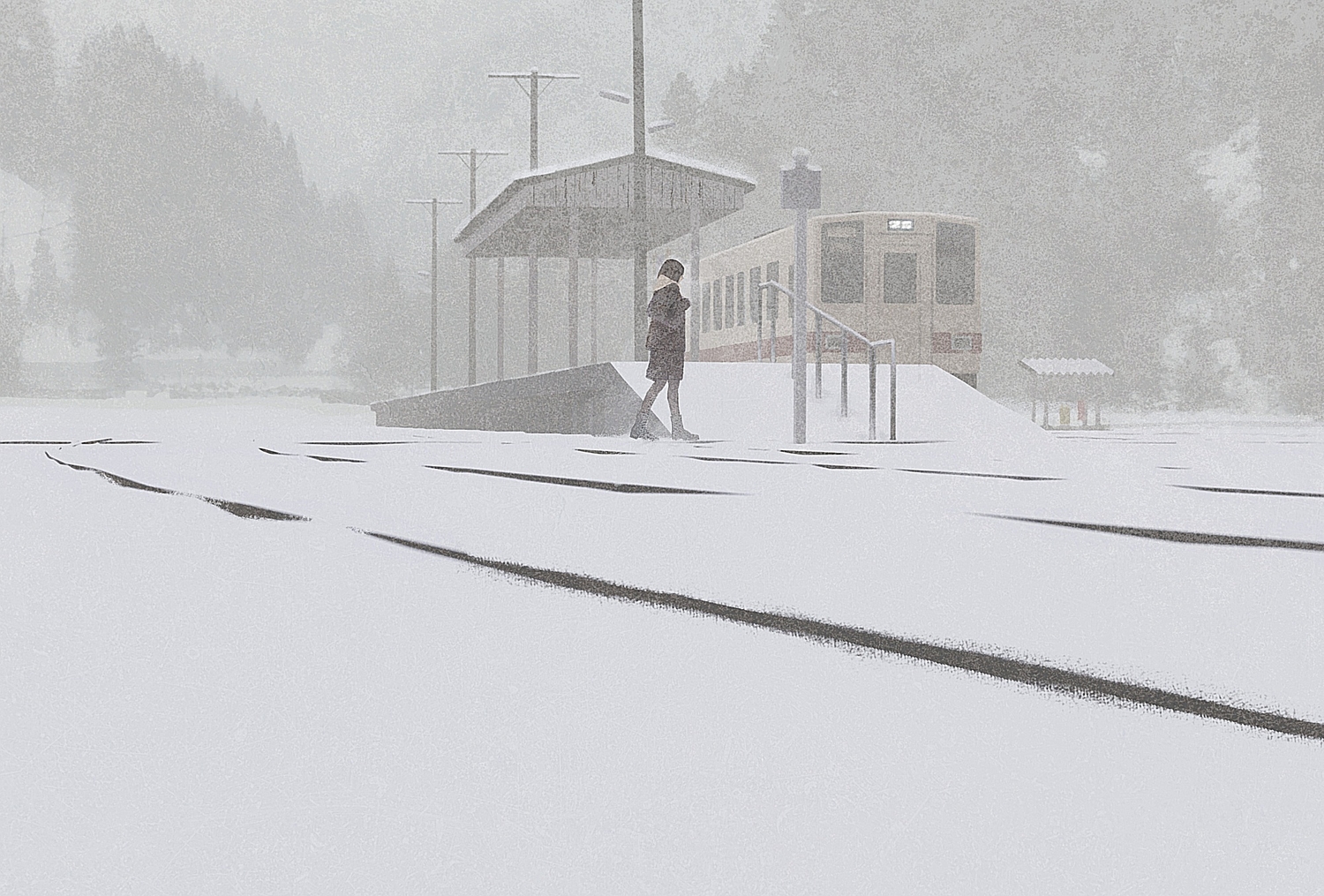 oomiya_io, original, polychromatic, scenic, snow, train