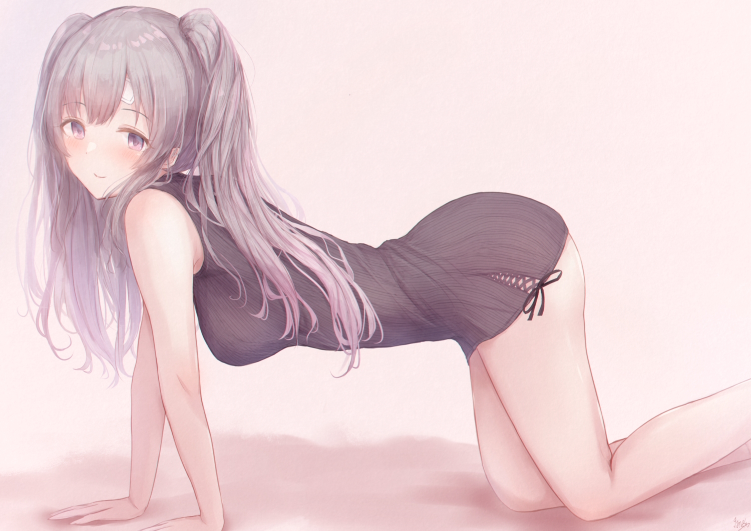 dress, gameso, gray_hair, idolmaster, idolmaster_shiny_colors, long_hair, polychromatic, purple_eyes, yuukoku_kiriko