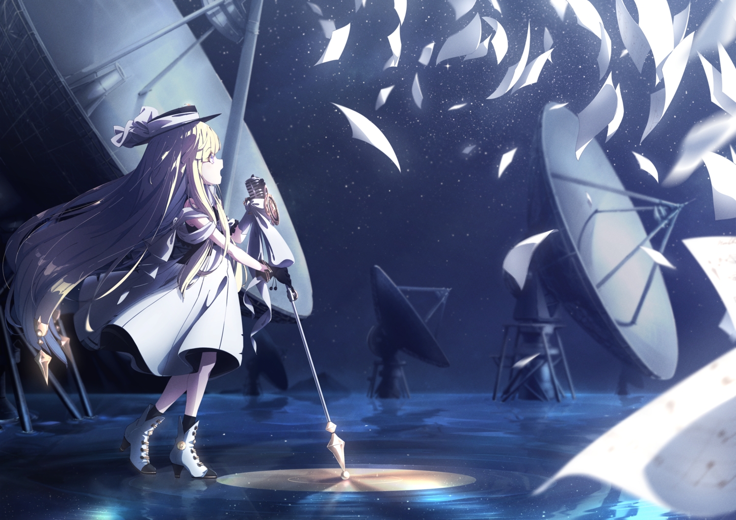 blonde_hair, boots, dress, gloves, hat, loli, long_hair, metamoe