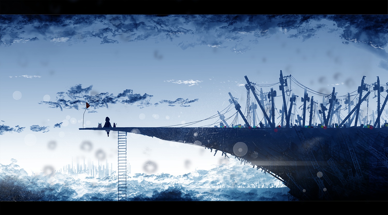 blue, chocoshi, clouds, original, polychromatic, scenic, sky