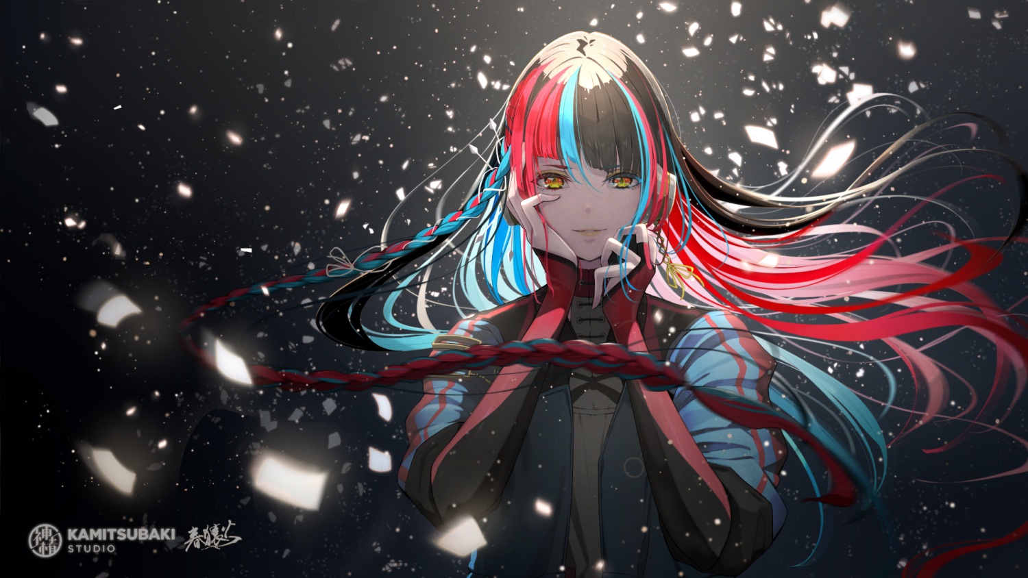 black_hair, blue_hair, braids, harusaruhi, hoshizaki_reita, kamitsubaki_studio, long_hair, red_hair