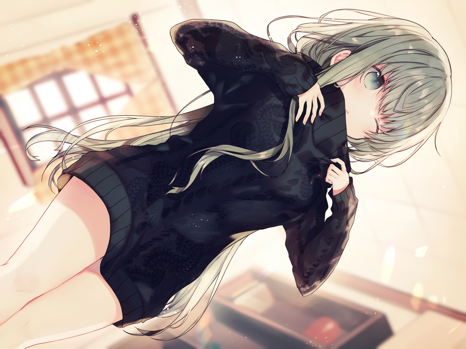 book, cecilia_(shiroseijo), green_eyes, green_hair, kazutake_hazano, long_hair, shiro_seijo_to_kuro_bokushi, waifu2x, wink