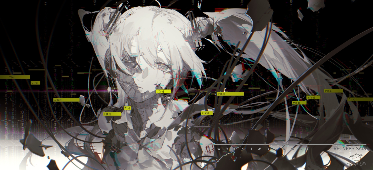 hatsune_miku, hatsune_miku_no_shoushitsu_(vocaloid), polychromatic, signed, spencer_sais, techgirl, vocaloid