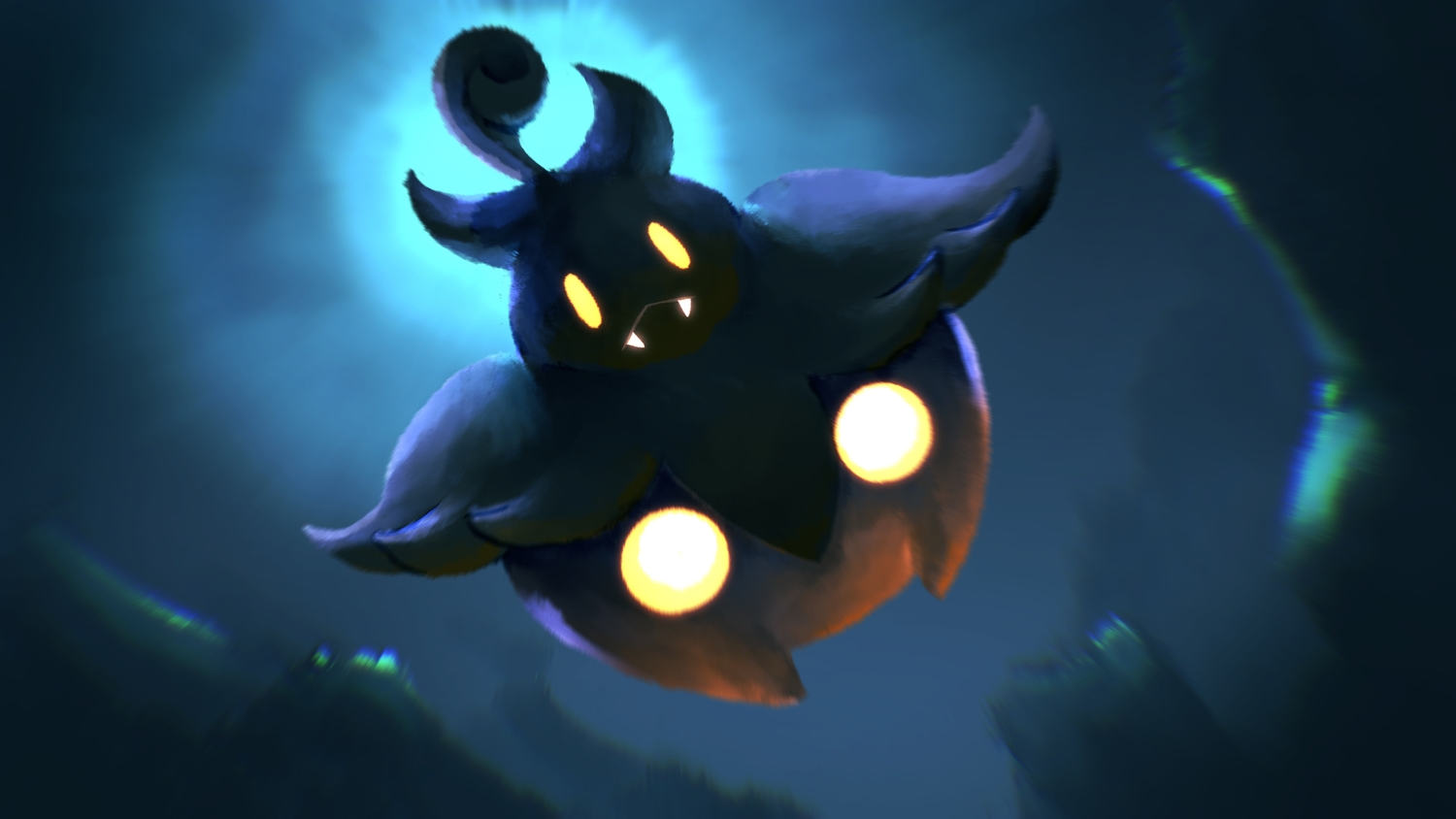 close, dark, higa-tsubasa, night, no_humans, pokemon, polychromatic, pumpkaboo