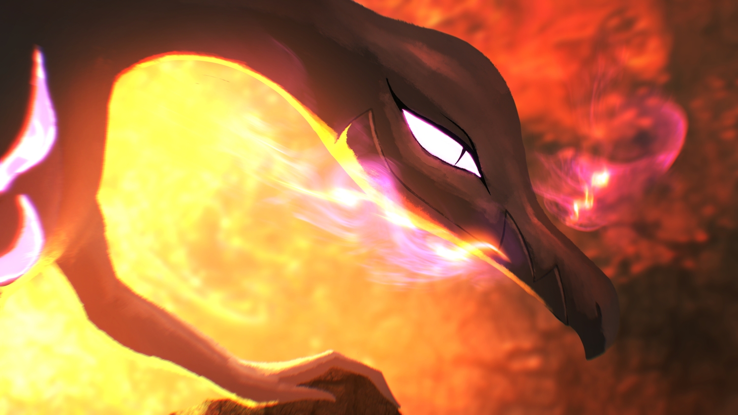 close, fire, higa-tsubasa, no_humans, pokemon, polychromatic, salazzle