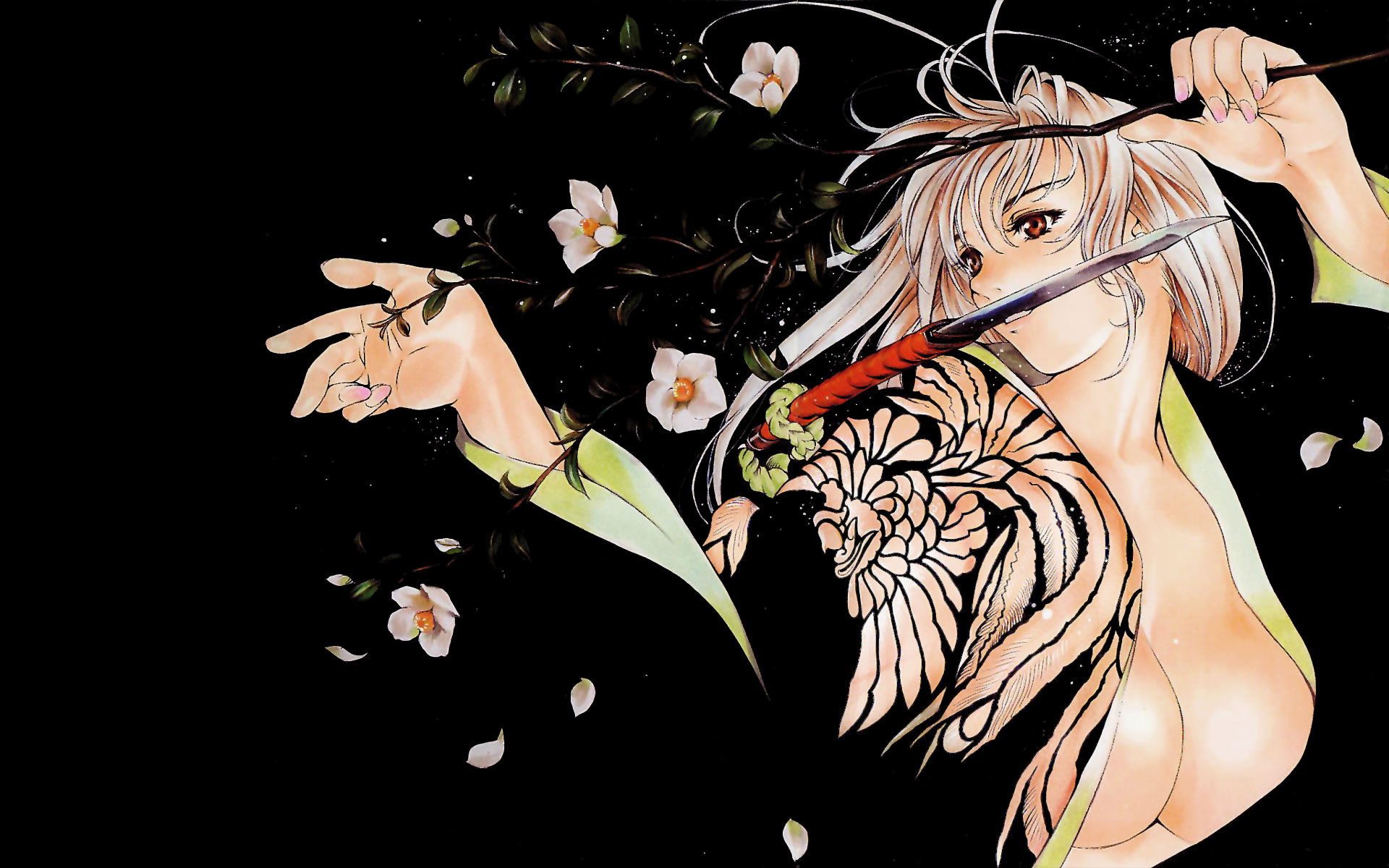 black, flowers, natsume_maya, tagme, tenjou_tenge