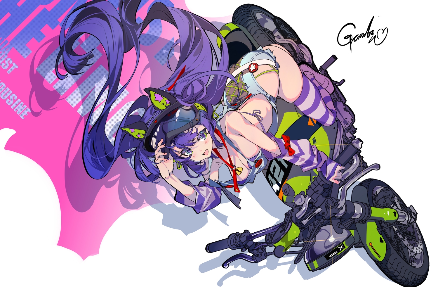 aliasing, animal_ears, ass, bikini_top, blush, breasts, cleavage, goggles