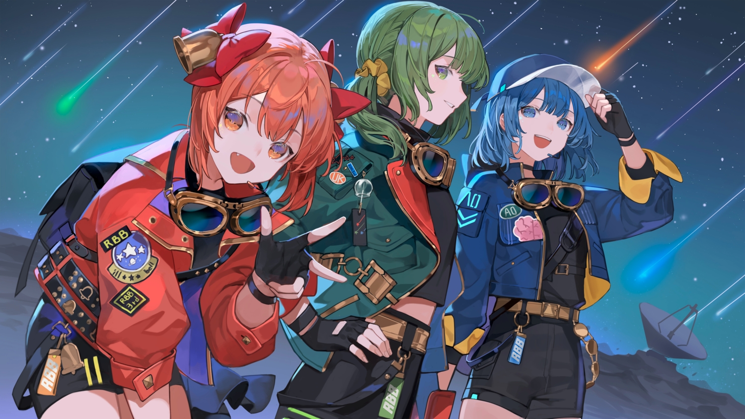 bell, bell_(rbb), blue_eyes, blue_hair, blue_(rbb), bow, chyoel, fang