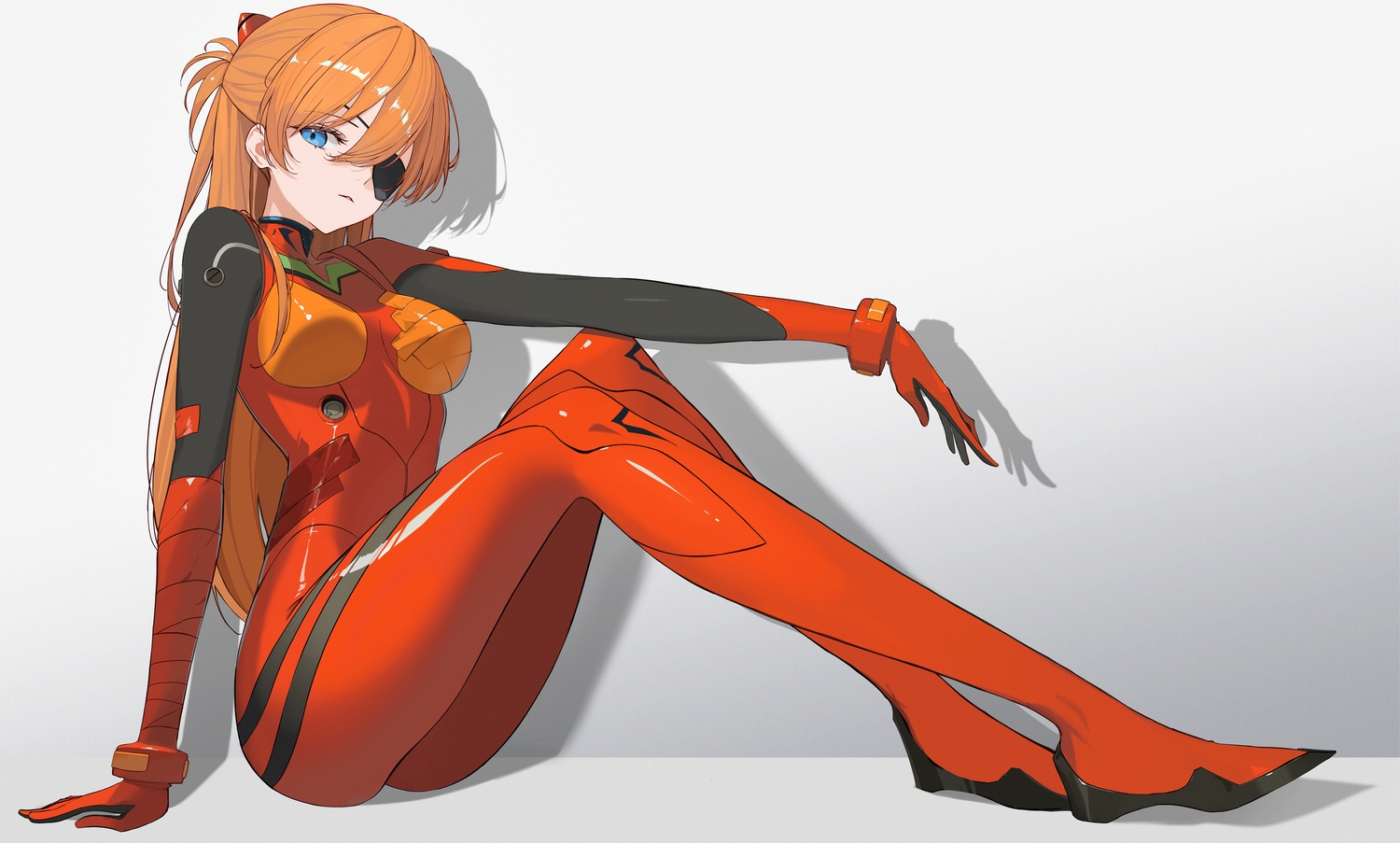 blue_eyes, bodysuit, eyepatch, long_hair, neon_genesis_evangelion, orange_hair, rikui_(rella2930), soryu_asuka_langley