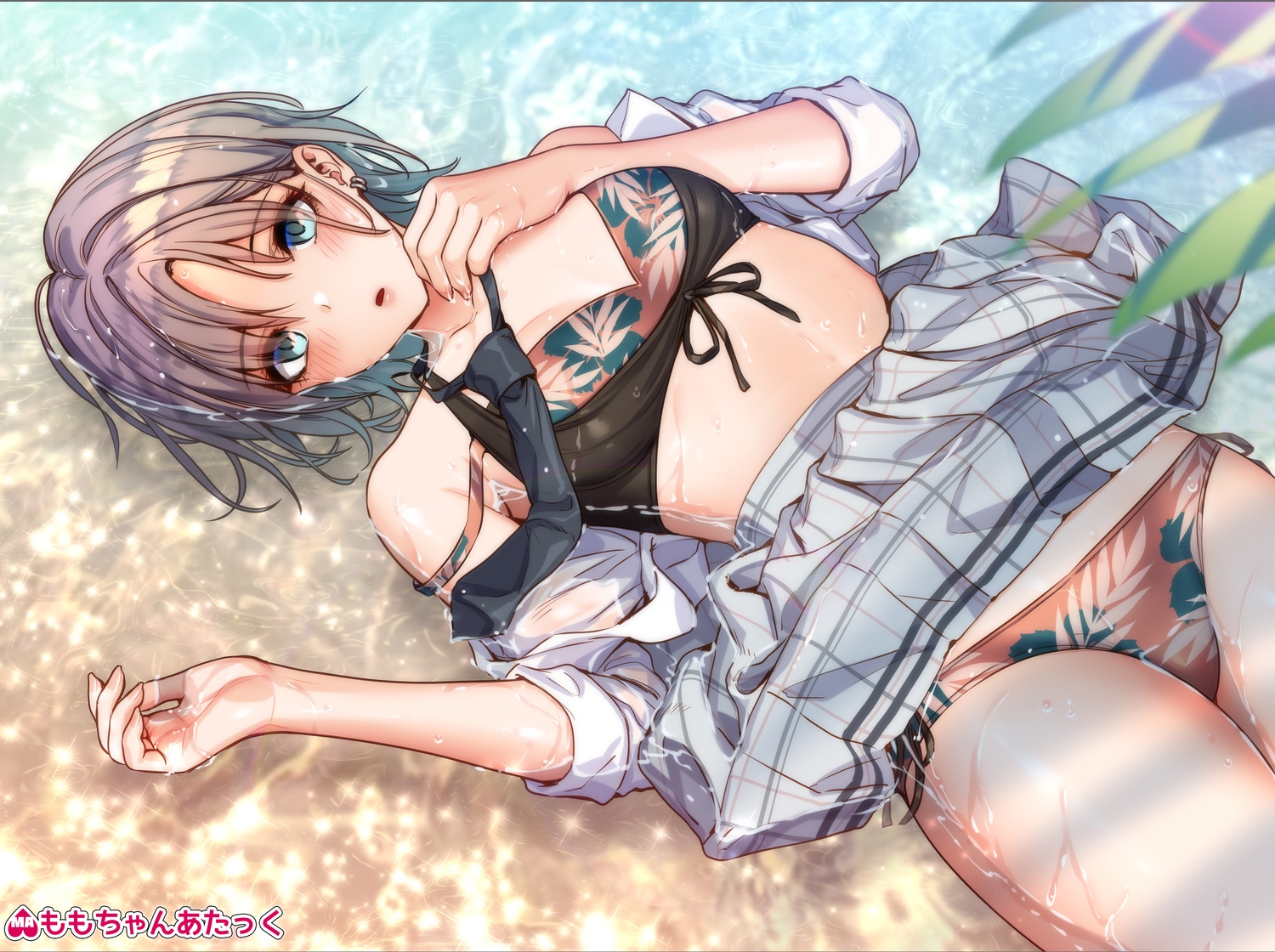aqua_eyes, asakura_tooru, bikini, blush, brown_hair, idolmaster, idolmaster_shiny_colors, momo-chan