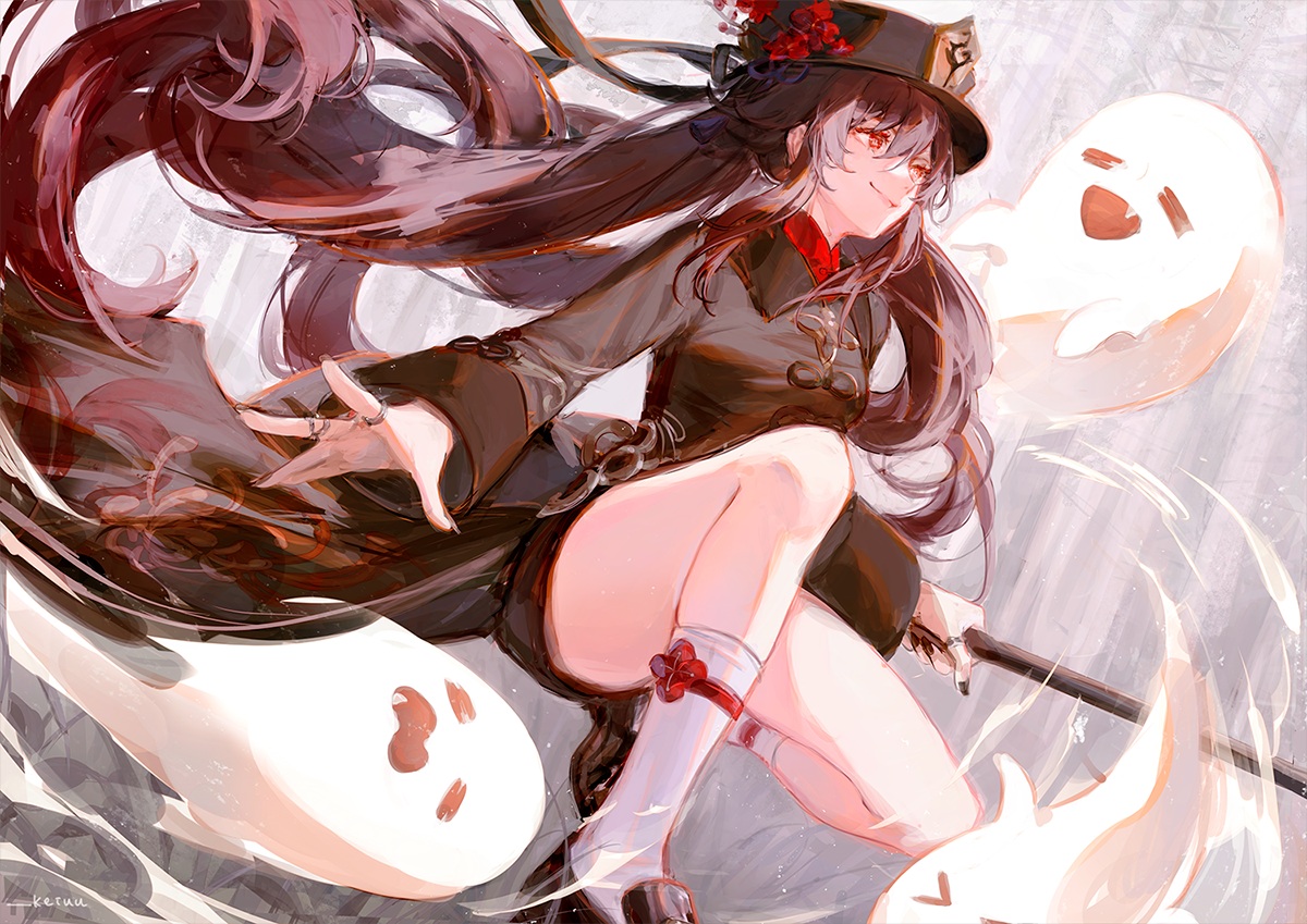 chinese_clothes, genshin_impact, hu_tao_(genshin_impact), keiuu, signed