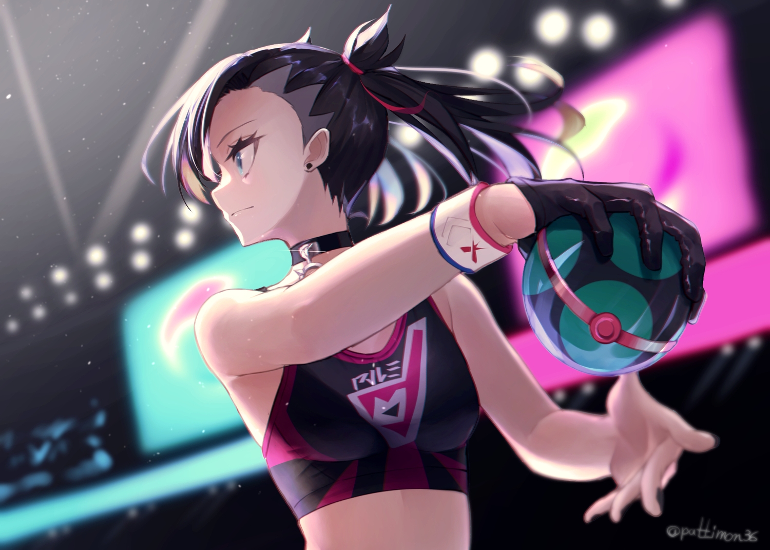 ball, black_hair, mary_(pokemon), pokemon, shun'ya_(daisharin36), signed