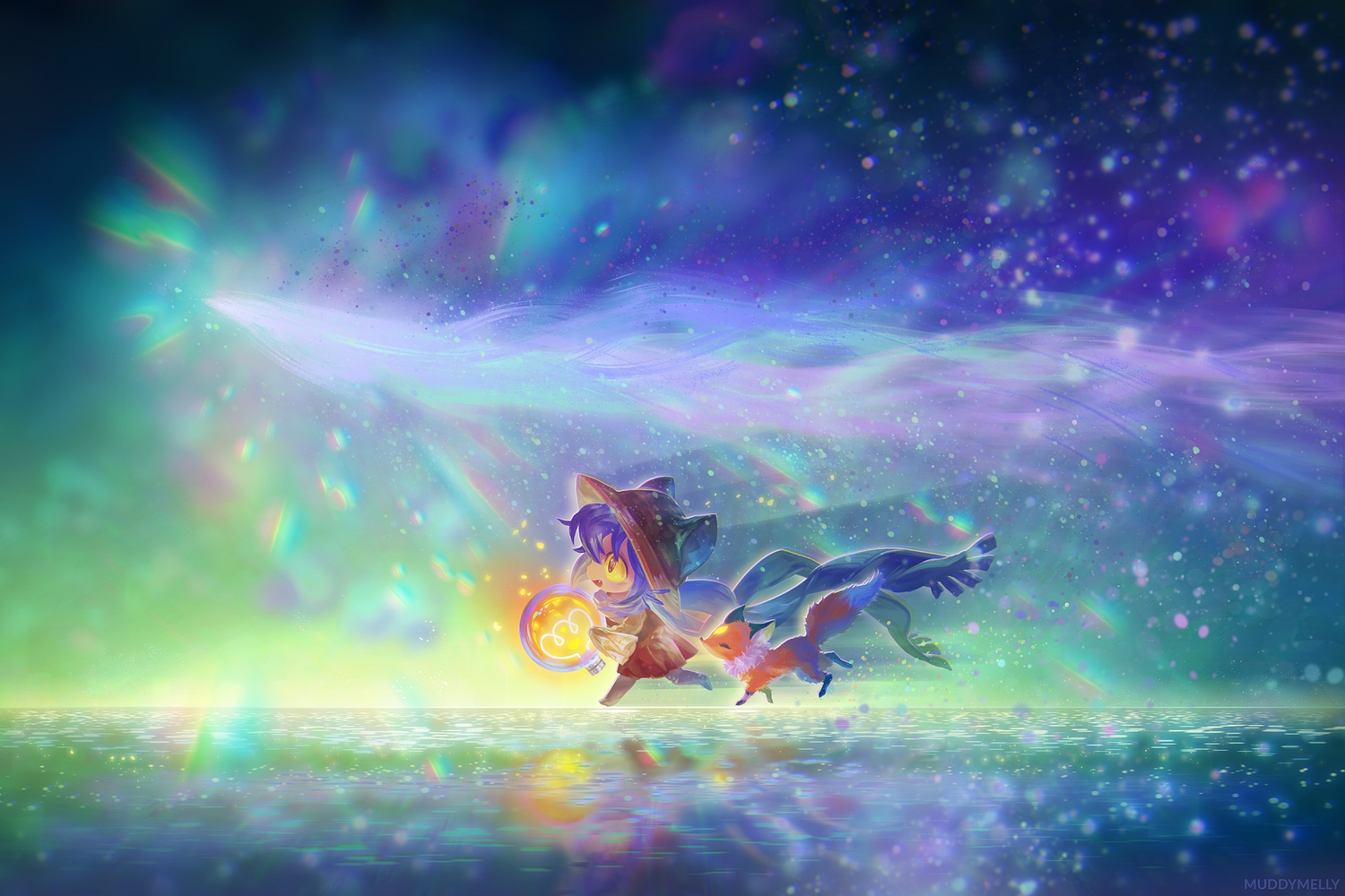 animal, animal_ears, fox, muddymelly, niko_(oneshot), oneshot, rue__(oneshot), scarf