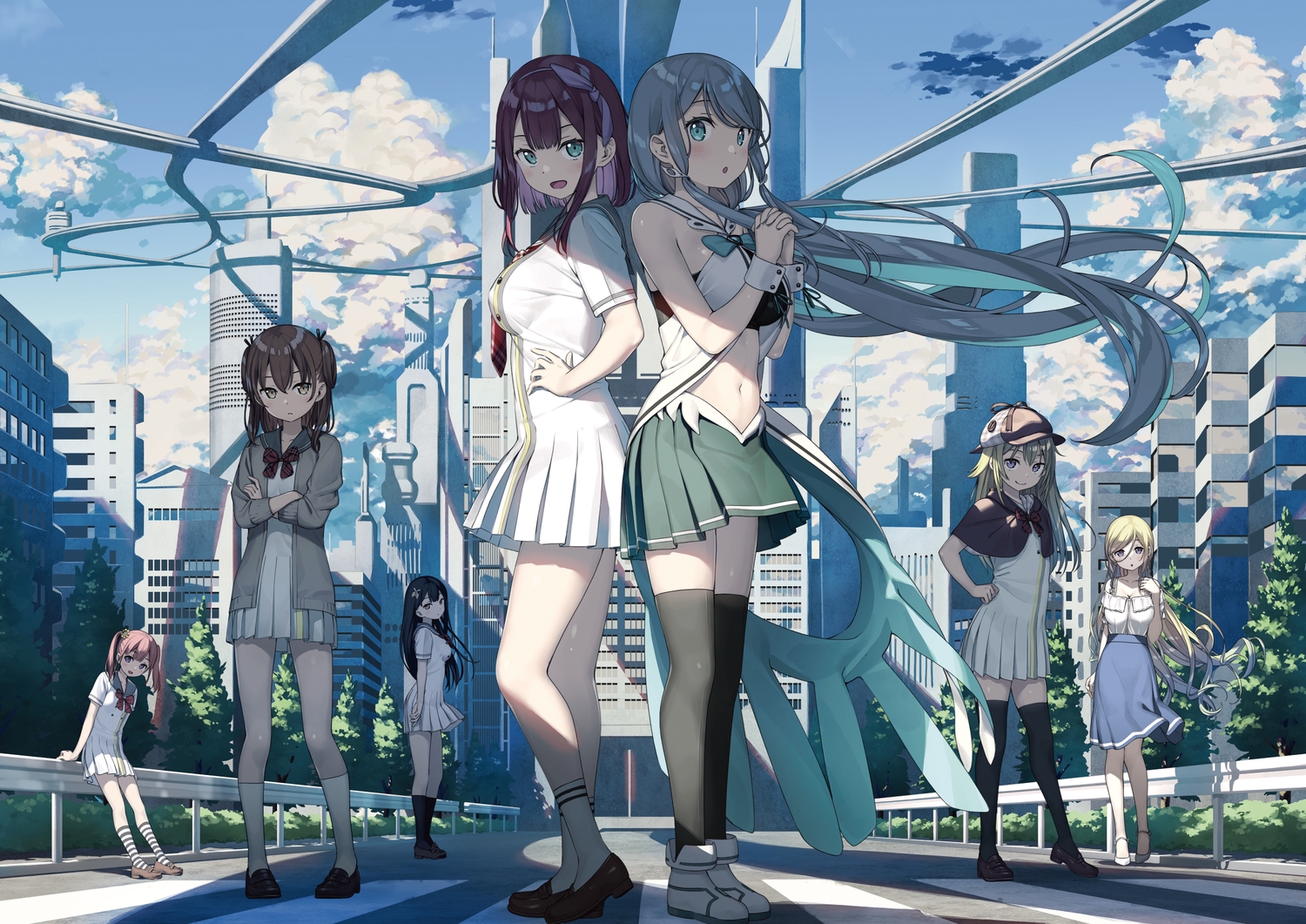 asakura_kirika, building, city, cube, group, kami-sama_no_you_na_kimi_e, kannazuki_airi, kantoku