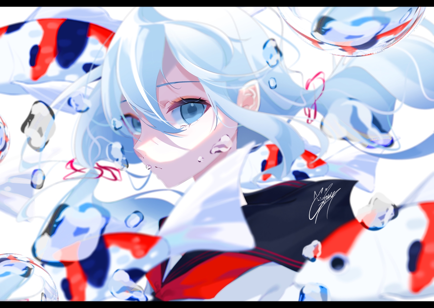 aliasing, animal, bubbles, close, fish, goma_irasuto, gray_eyes, original