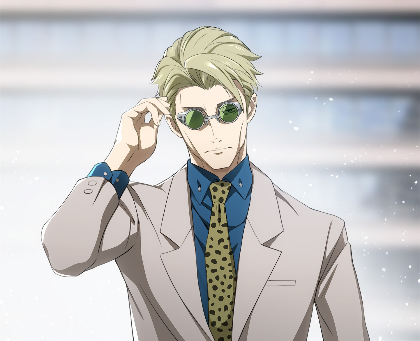 all_male, blonde_hair, close, jujutsu_kaisen, male, nanami_kento, nyoro_(nyoronyoro000), short_hair, suit, sunglasses, tie